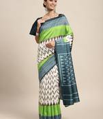 SAREE MALL Women's Silk Blend Off White Printed Celebrity Saree With Blouse Piece