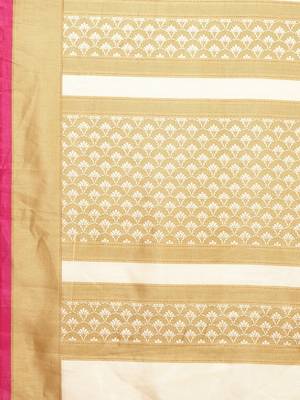 SAREE MALL Women's Silk Blend Beige Printed Celebrity Saree With Blouse Piece 5