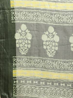 SAREE MALL Women's Brasso Olive Printed Designer Saree With Blouse Piece 5