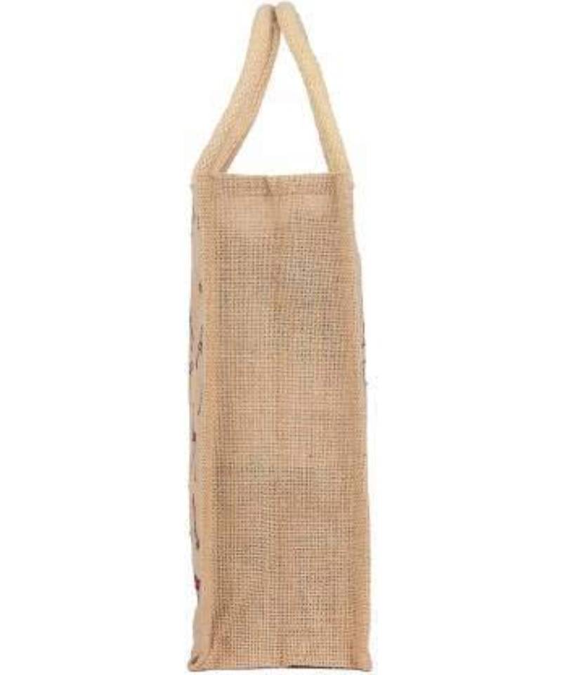 RABARIKAA Eco Friendly Jute Reusable  Washable  Multi Purpose Bag with Zip Closer   Eat Drink Enjoy