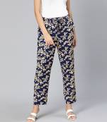 Full Blown Navy blue color eleasticated women pant