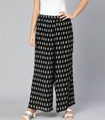 Big motif black color pleated women pant