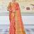Peach woven organza saree with blouse
