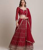 Pink JacquardSilk Net Sequence Lehenga Choli For Women