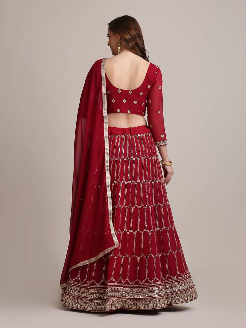 Pink JacquardSilk Net Sequence Lehenga Choli For Women