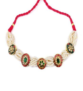 Sangeeta Boochra X Payal Singhal  Farah Silver Choker with Pearl Chain 3