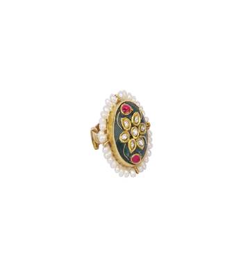 Sangeeta Boochra X Payal Singhal  Inayat Silver Green Aventurine Ring 2