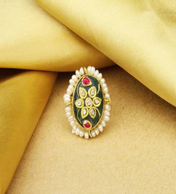 Sangeeta Boochra X Payal Singhal  Inayat Silver Green Aventurine Ring 4