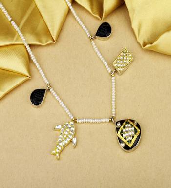 Sangeeta Boochra X Payal Singhal  Nasrin Silver Necklace with Pearl  Chain 3