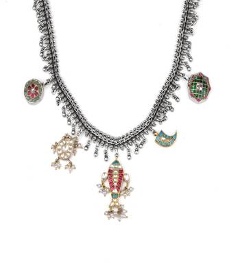 Sangeeta Boochra X Payal Singhal  Pariza Silver Necklace with Kundan Motifs 1
