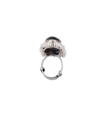 Sangeeta Boochra X Payal Singhal  Hayaa Silver Ring with Labradorite Stone 3