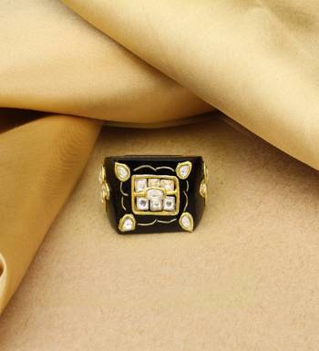 Sangeeta Boochra X Payal Singhal  Sanaa Black Onyx Stone Ring 2