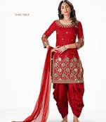 Maroon Embroidered Real Mirror Work Cotton Patiala Salwar Semi Stitched