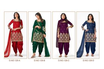 Wine Embroidered Real Mirror Work Cotton Patiala Salwar  3