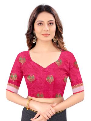 Blue embroidered cotton saree with blouse 2