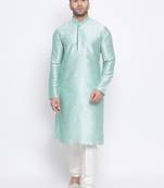 Namaskar Green plain dupion silk kurta-pajama