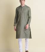 Namaskar Green printed cotton kurta-pajama
