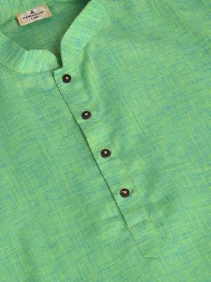 Namaskar Green plain linen kurta-pajama 5