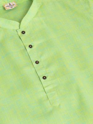 Namaskar Green plain linen kurta-pajama 5