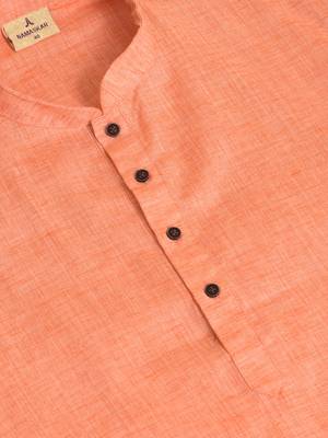 Namaskar Orange plain linen kurta-pajama 5