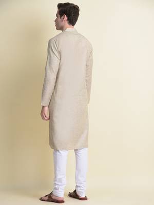 Namaskar White plain linen kurta-pajama 3
