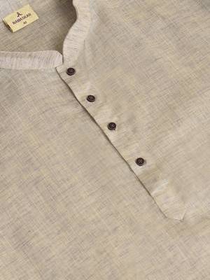 Namaskar White plain linen kurta-pajama 5