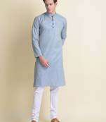 Namaskar Grey printed cotton kurta-pajama
