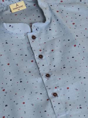 Namaskar Grey printed cotton kurta-pajama 5