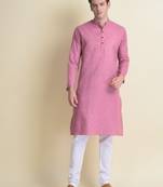 Namaskar Orange printed cotton kurta-pajama