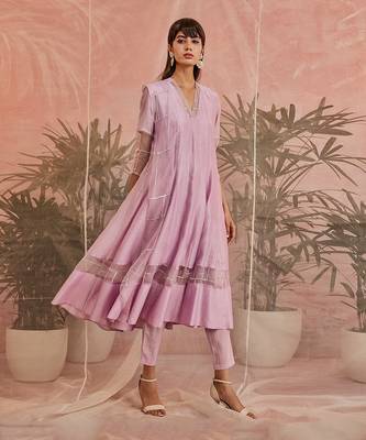 Sequin Lilac Anarkali- Set Of 3 2