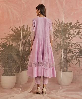 Sequin Lilac Anarkali- Set Of 3 3