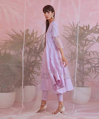 Sequin Lilac Anarkali- Set Of 3 4