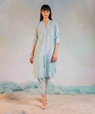 Sequin Front Slit Kurta Set  1