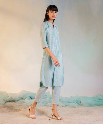 Sequin Front Slit Kurta Set  3