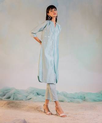 Sequin Front Slit Kurta Set  4
