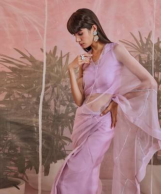 Sequin Organza Pre-Stitched Saree  3