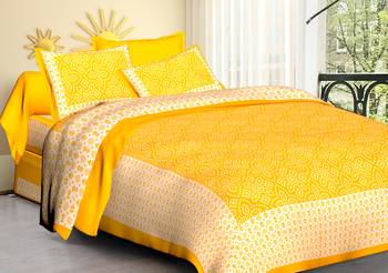 Rajasthani Jaipuri Prints Cotton Bed Sheet For Double Bed With Two Pillow Cover Size 90 x 100 Inch 1