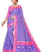 Royal blue woven banarasi silk saree with blouse