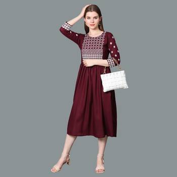 LIMBUDI CREATION Women's Rayon Embroidered A-Line Kurta 3