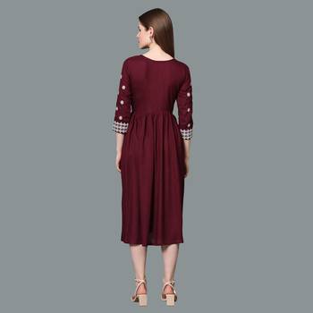 LIMBUDI CREATION Women's Rayon Embroidered A-Line Kurta 4