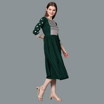 LIMBUDI CREATION Women's Rayon Embroidered A-Line Kurta 2