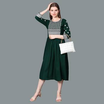 LIMBUDI CREATION Women's Rayon Embroidered A-Line Kurta 3