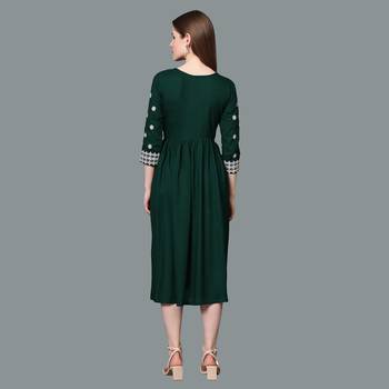 LIMBUDI CREATION Women's Rayon Embroidered A-Line Kurta 4