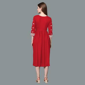 LIMBUDI CREATION Women's Rayon Embroidered A-Line Kurta 4