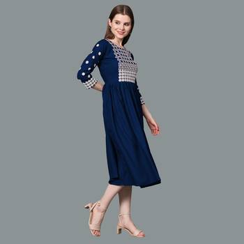 LIMBUDI CREATION Women's Rayon Embroidered A-Line Kurta 2