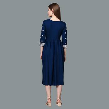 LIMBUDI CREATION Women's Rayon Embroidered A-Line Kurta 4