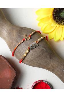 Combo of Kanha Ji and Bhai Rakhi With Card Roli Chawal Chandan and Mishri