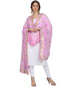 Baby Pink Goergette Hand Paint Gota Patti Work Dupatta