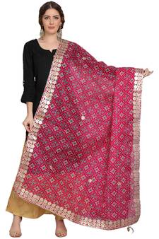 Magenta Patola Print Kota Doriya Gota Patti Work Dupatta