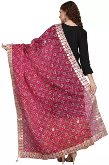 Magenta Patola Print Kota Doriya Gota Patti Work Dupatta
